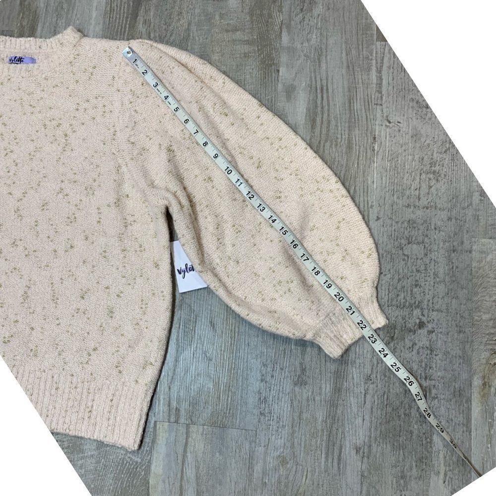 NWT Vylette Womens Sweater  Blush Pink Gold Metallic Puff Long Sleeve… - Picture 5 of 13